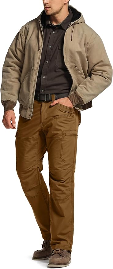 CQR Men's Winter Tactical Cargo Pants, Thermal Fleece Lined Outdoor Snow Ski Hiking Work