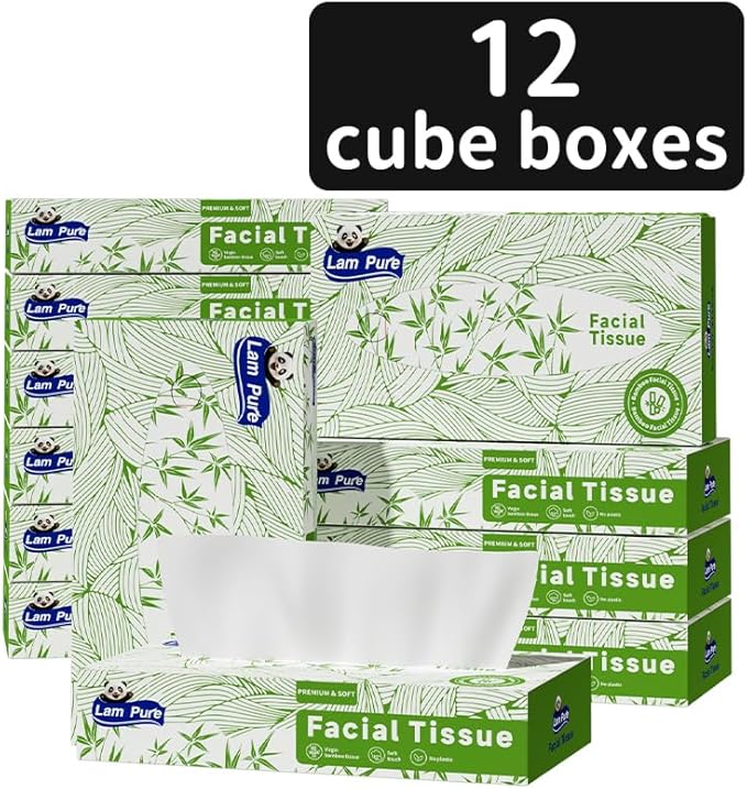 tissues 80 Tissues per Box,3-Ply tissue paper facial tissue 8 square boxes of bulk facial tissues Applicable to Dining room bedroom