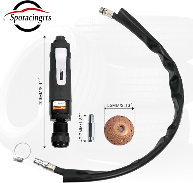 Sporacingrts Tire Repair Set Includes 2500rpm Low Speed Air Tire Buffer Tire Patch Roller Tire Inner Liner Scrapper 3Pcs Tungsten Steel Buffing Wheel 42mm 55mm