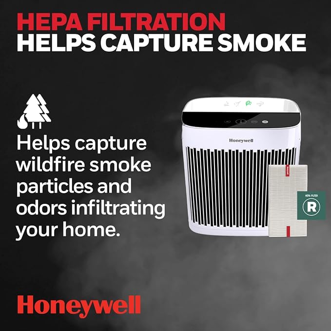 Honeywell Allergen Plus HEPA Air Purifier for Home, Large Rooms up to 900 Ft², Turbo Clean, HEPA Filter Reduces Allergens, Dust, Pollen, Pet Dander, All Smoke Types, Odors, White, HPA5100W