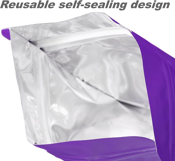 150 Pack Stand up Matte Metallic Storage Bags with Clear Front Window Heat-Sealable Resealable Solid Color Pouches for Food Storage Containers Organizer(Purple,5.9 * 8.6 inch,Pack of 150)
