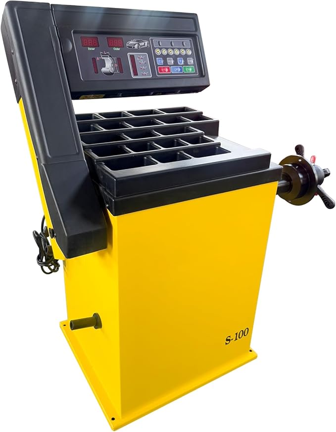 S-100 Tire Balancer Machine - 110V 0.25kw | 12-24" Rim Professional Wheel Balancer Heavy-Duty for Tire Repair and Wheel Balancing Garage Shop Equipment w/ 1 Year Full Warranty
