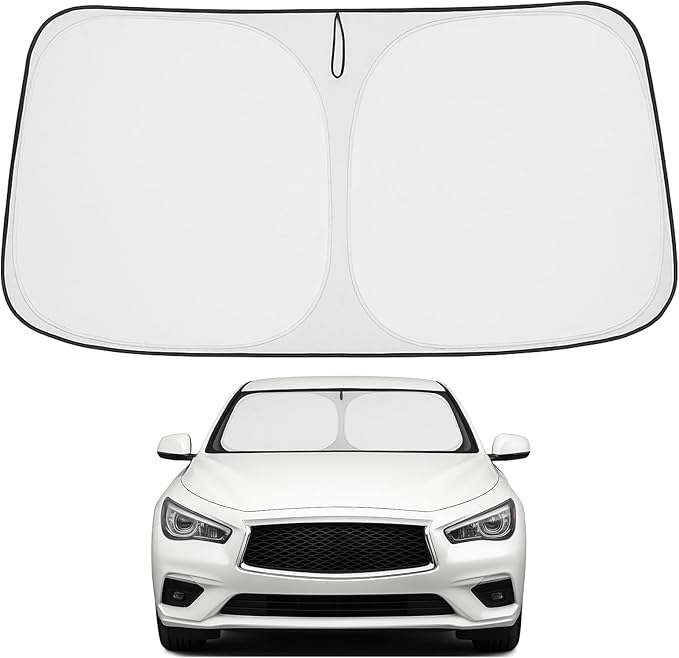 Proadsy 2025 Upgrade Windshield Sun Shade Custom Fit Infiniti Q50 2014-2025 4-Layer Foldable Front Sunshade Protector Sun Visor Blocks UV Rays Keep Car Cooler