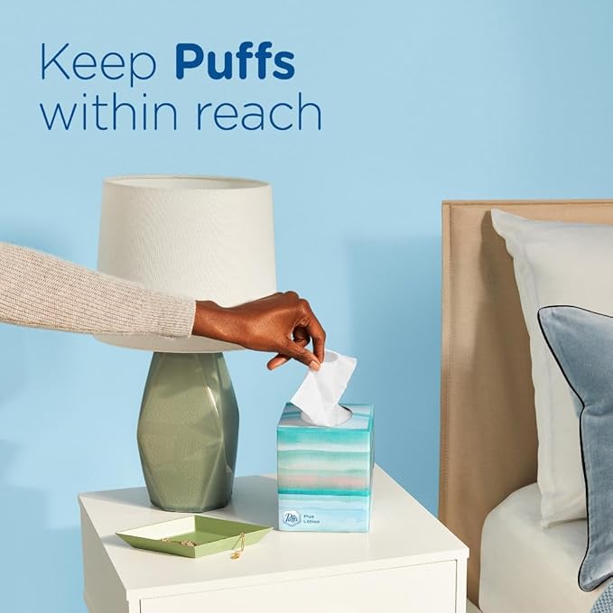 Puffs Plus Lotion Facial Tissue, 1 Cube Box, 48 Tissues Per Box