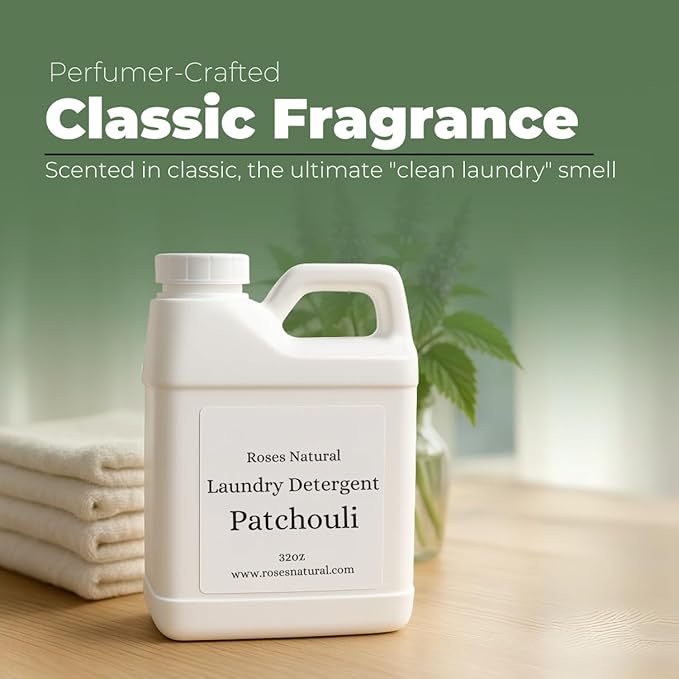 Patchouli Laundry Detergent, 32 oz, HE Compatible, Musky Patchouli Scented, Essential Oil, Hypoallergenic, Biodegradable, Made in the USA