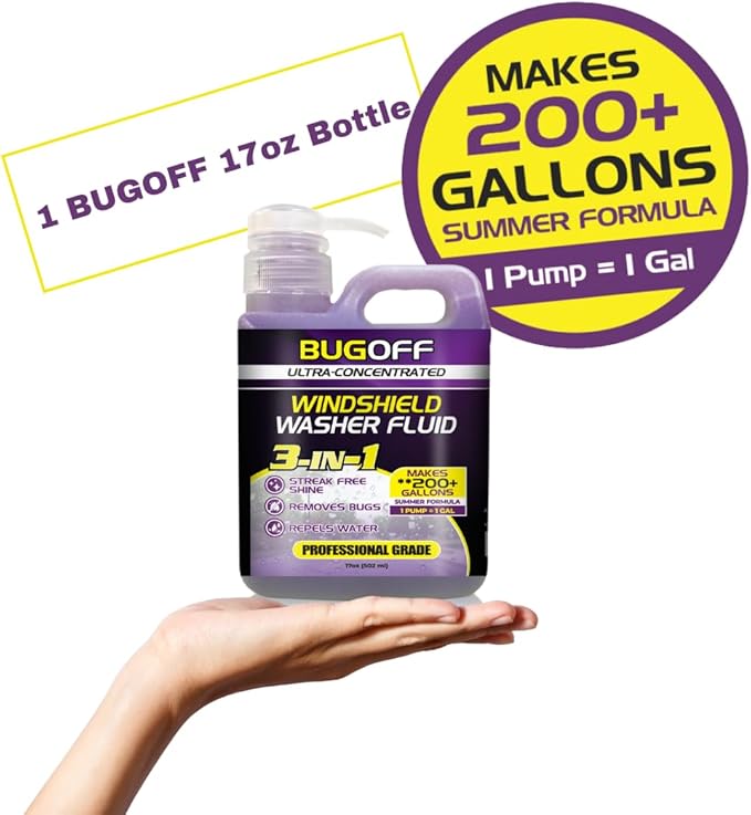 BUGOFF Windshield Washer Fluid Ultra-Concentrated (Professional 200+ Gallons)