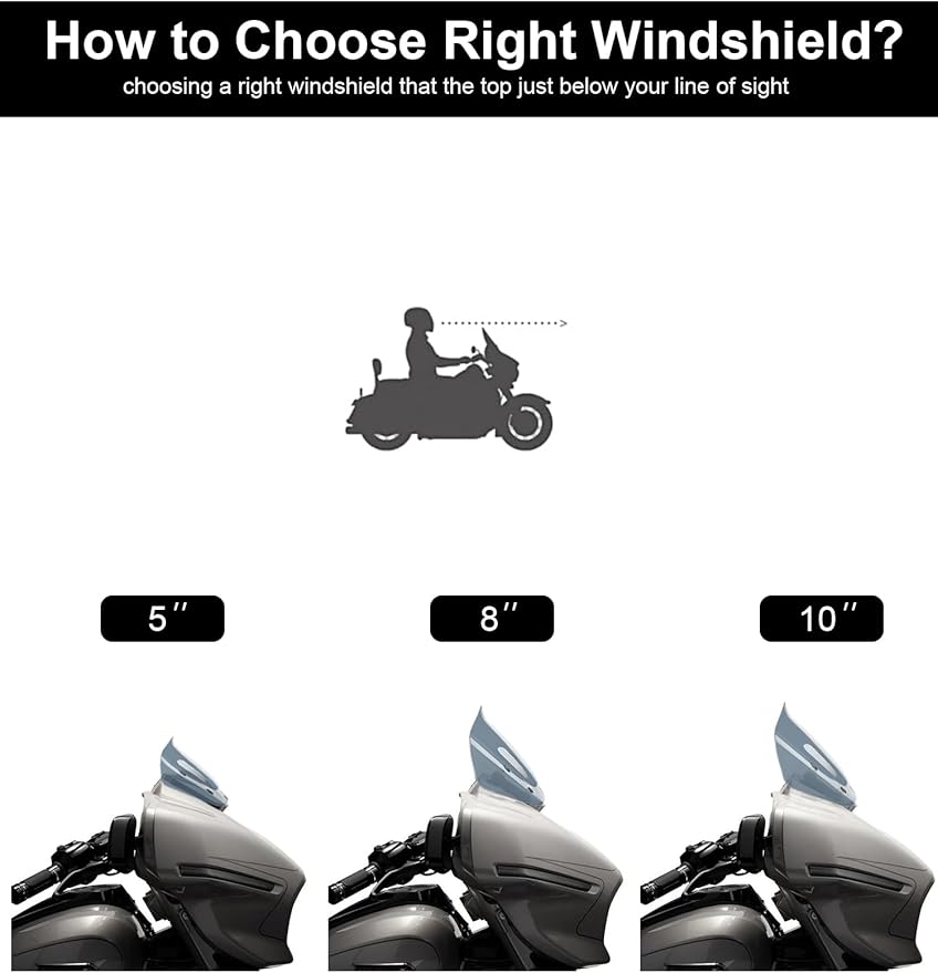 8" Wave Windshield Windscreen Wind Splitter Compatible for Harley Davidson Street Glide FLHX 2024-2025, CVO Street Glide FLHXSE 2023-25, FLHXU 2025, Smoke