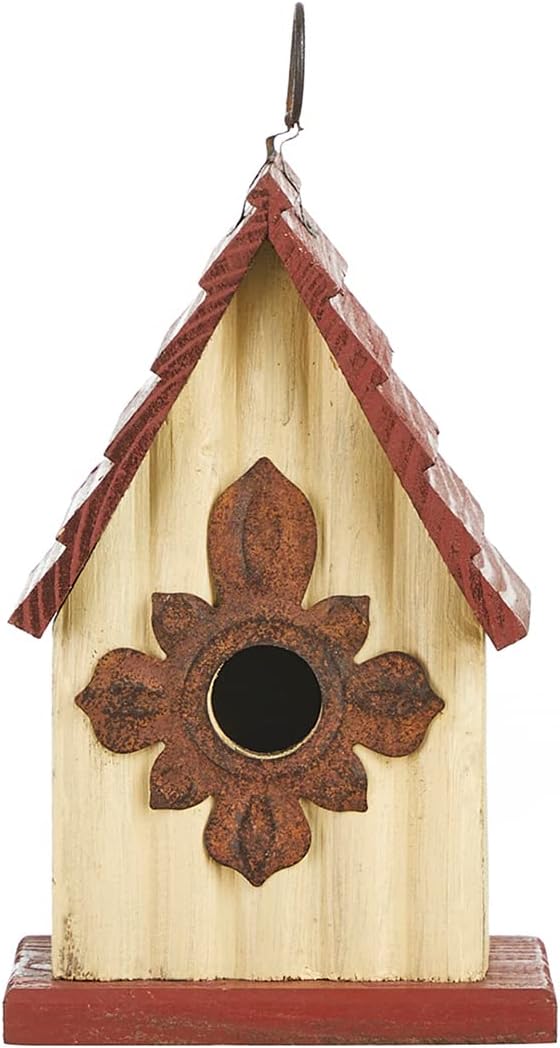 Glitzhome Bird Houses for Outside, Wooden Bird House Hanging Garden Birdhouse for Outdoors, Rustic Bird House for Bluebird Cedar Wren Chickadee Sparrow Bird Nest Box for Garden Patio -9" H