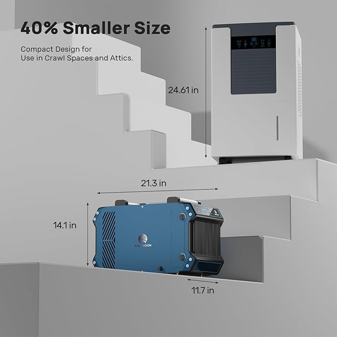 ARGENDON 180 Pints Crawlspace Dehumidifiers with Pump and Drain Hose, Commercial Dehumidifier for Basement, Industrial Large Spaces, Basement, Job Sites, cETL, 5-Year Limited Warranty