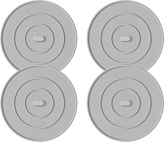 TJ POP Silicone Tub Stopper 4 Packs, Large Bathtub Stopper Drain Plug, Flat Suction Drain Cover for Kitchen, Drain Stopper Bathroom Accessories and Laundry, Gray
