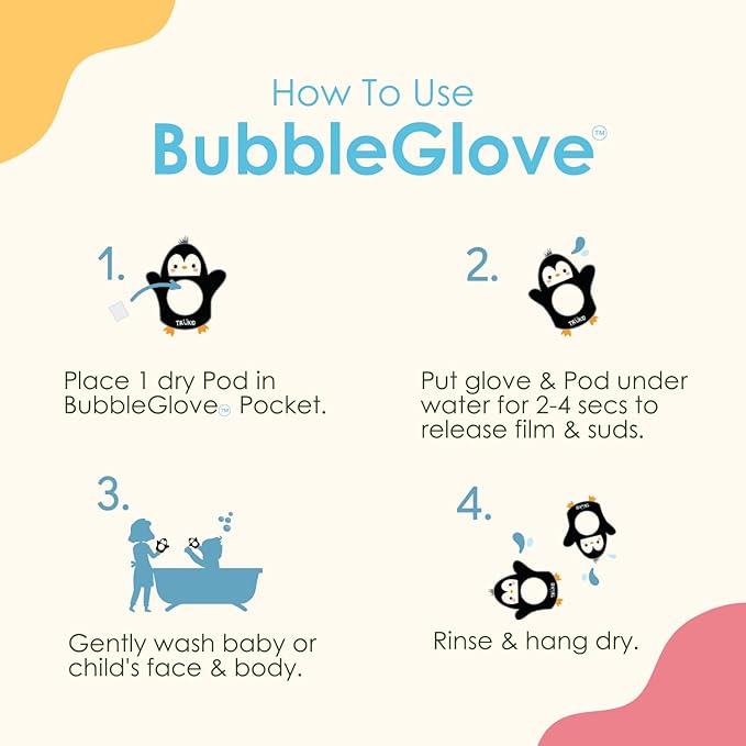 TruKid Eucalyptus Bubble Podz & BubbleGlove Set – Bubble Bath Pods and 2 Wash Gloves for Sensitive Skin