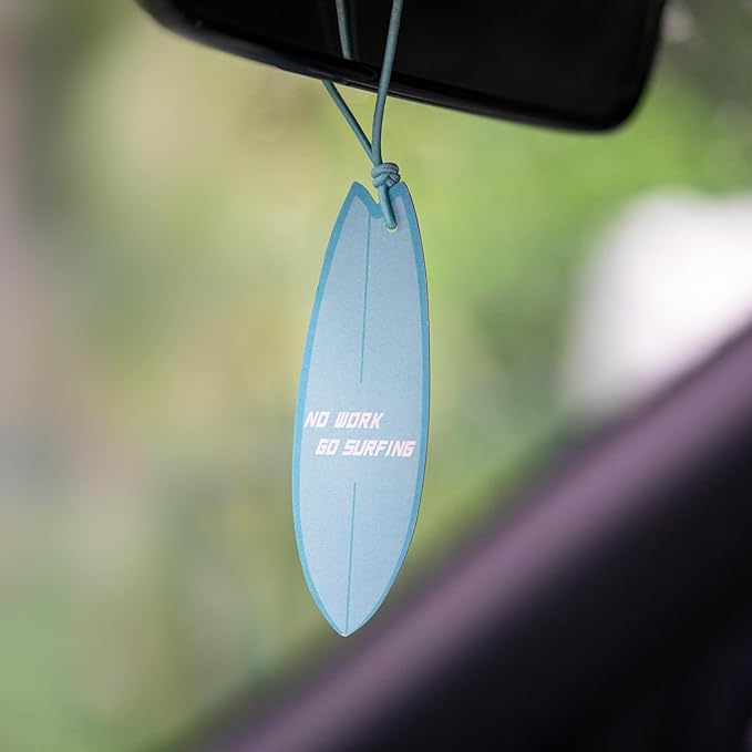 THEDOTS Series 15 Pack Coconut Lychee Surfboard Hanging Car Air Fresheners, Detachable Message Cards with Surfing Art, Long-lasting Scent for Car & Home
