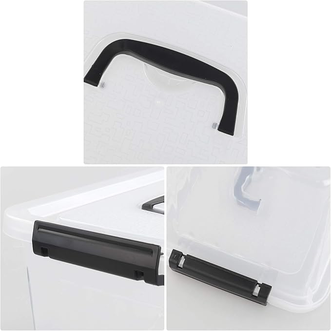 10 Liter Storage Boxes, Clear Plastic Storage Totes with Lids Set of 6