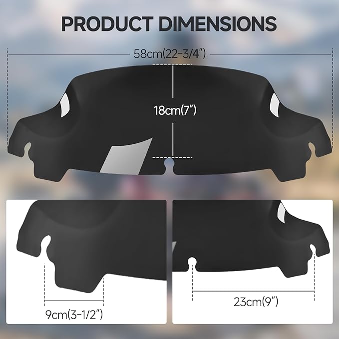 Windshield 7" Motorcycle Wave Windscreen 2014-2023 Fit For Harley Davidson Touring Street Glide Electra Glide Ultra Limited Tri Glide Flht Flhx Flhtk Flhtc Flhtcu,Black