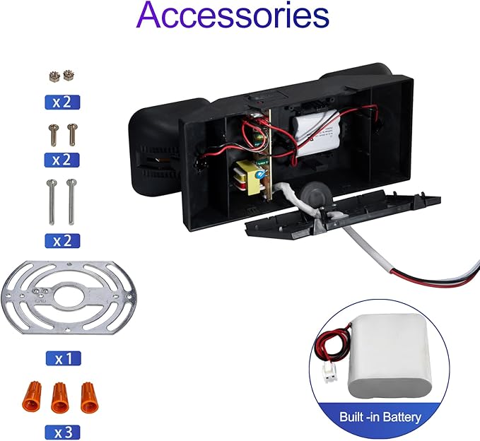 TANLUX LED Emergency Lights with Battery Backup, Commercial Emergency Light Fixtures for Business Home Power Failure Emergency Exit Sign Lighting with 1.0 Meter Plug in Cord AC120V UL Listed, Black