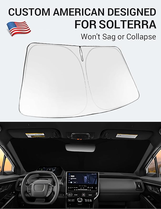 Proadsy 2025 Upgrade Windshield Sun Shade Custom Fit Solterra 2023-2025 Foldable Front Sunshade Protector Sun Visor Blocks UV Rays Keep Car Cooler Accessories