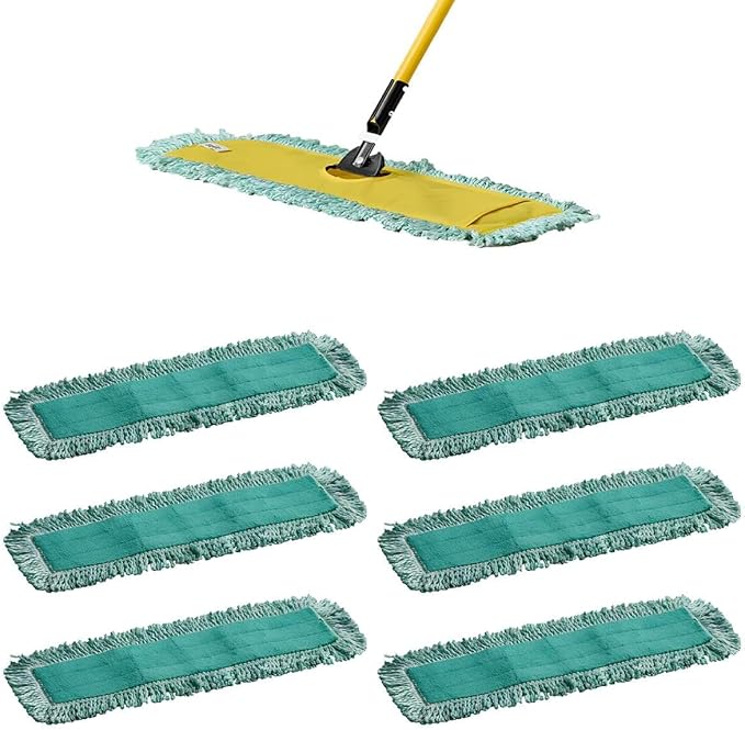 6 Pack Microfiber Sweeper Mop, 60" Replacement Dry Dust Mop Floor Pads, Dust Mop Head Refills for Industrial and Commercial Spaces, Janitorial Supplies