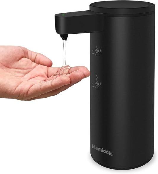 Automatic Soap Dispenser Stainless Steel with Sensor Infrared Soap Dispenser Electric IPX5 Waterproof USB-C Charging Motion Sensor for Kitchen & Bathroom (Black)