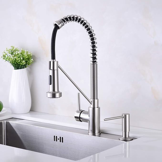 Avola Built in Sink Soap Dispenser, Spot Resist Solid Brass Deck Mounted Kitchen Lotion or Soap Dispenser,Brushed Nickel,Kitchen Sink Soap Dispenser Refill from The Top