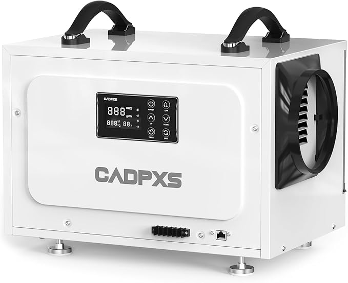 CADPXS Crawl Space Dehumidifier, 125 Pints Commercial Dehumidifiers with Drain Hose, Dehumidifier for Crawlspace, Basements & Water Damage Use, Auto Defrost & Memory Restart, cETL Listed