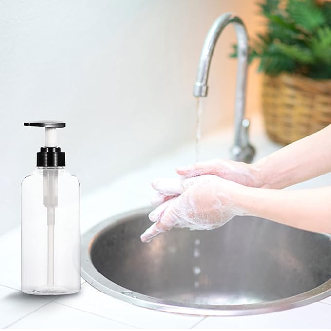 Yebeauty 2 Pack Clear Pump Bottles 17oz/500ml, Empty Plastic Lotion Bottle Pump Dispenser with Pump Refillable