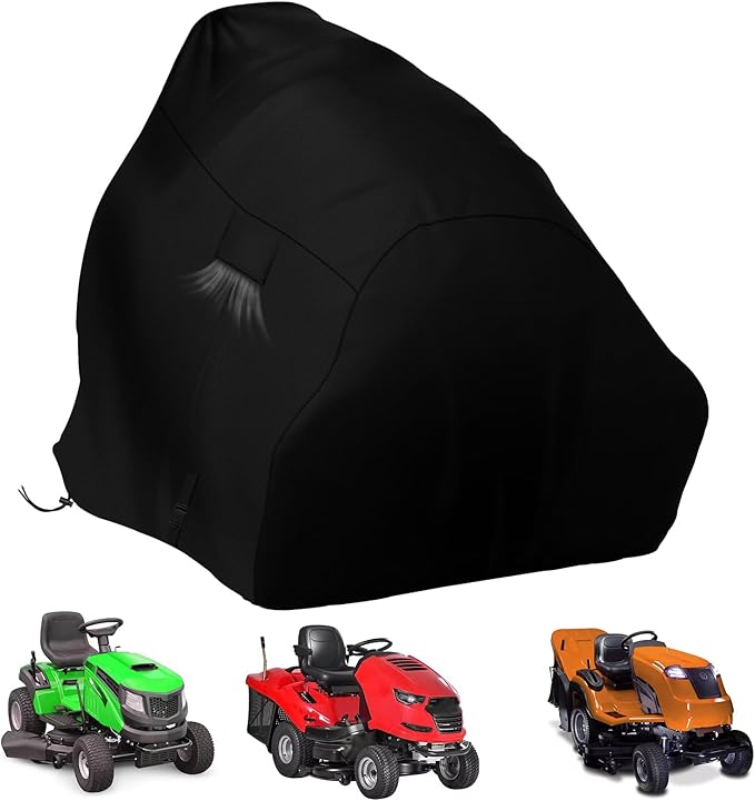 SIRUITON Riding Lawn Mower Cover, Zero Turn Mower Cover for 600D Oxford UV Dust Waterproof Protection, Outdoor Garden Riding Lawn Tractor Cover Fits Up to 54" With Storage Bag