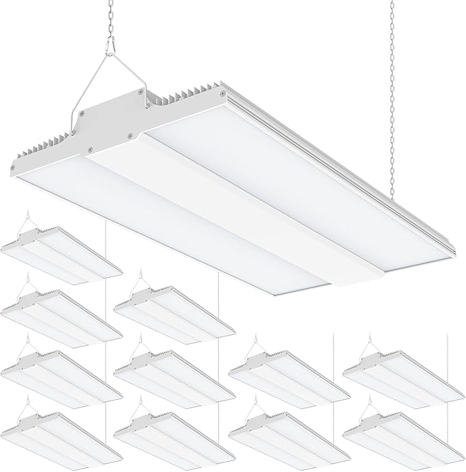 12 Pack 150W High Bay LED Lights 22,500LM, 1.3FT LED Warehosue Light UL DLC Listed, 5000K Linear Hanging Shop Fixture Dimmable 0-10V, Commercial High Bay Light for Workshop Garage Factory, AC100-277V