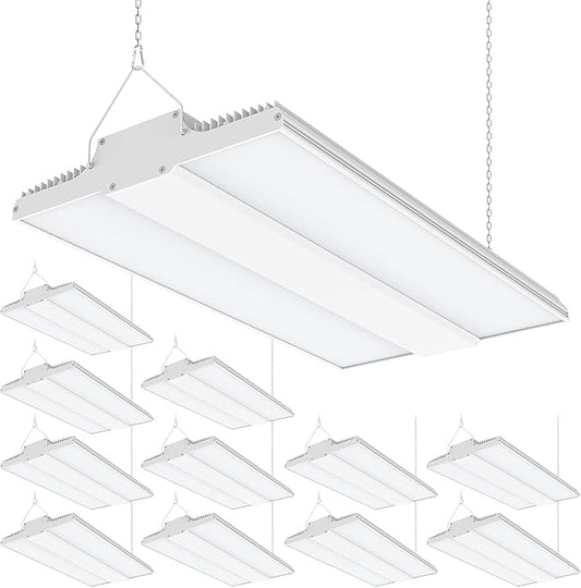 12 Pack 150W High Bay LED Lights 22,500LM, 1.3FT LED Warehosue Light UL DLC Listed, 5000K Linear Hanging Shop Fixture Dimmable 0-10V, Commercial High Bay Light for Workshop Garage Factory, AC100-277V