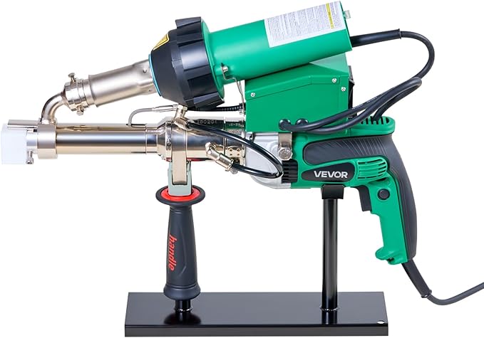 VEVOR Handheld Plastic Welding Extruder, 800W Hitachi Motor Extrusion Welding Gun - 0.79 in Weld Width & 360° Nozzle, Dual Heating System PP PE PVC HDPE Extrusion Welder for Membrane Pipe Plate