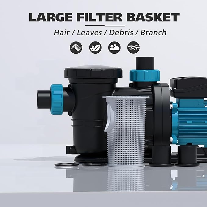 In/Above Ground Pool Pump, High Flow Powerful Self Priming Pool Pump with Timer,2.2 HP 6950 GPH 220V
