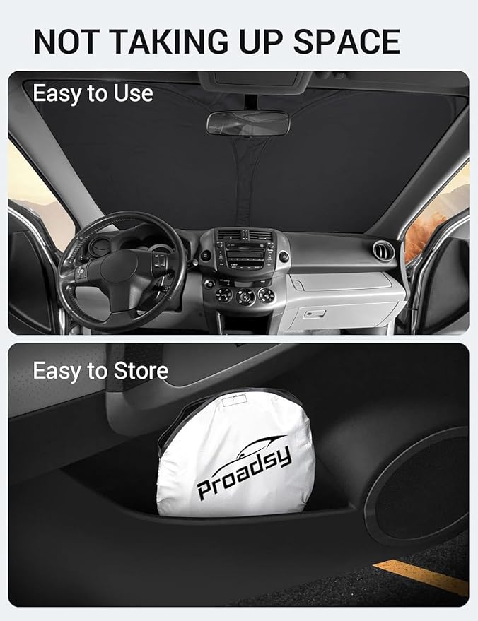 Proadsy Front Windshield Sun Shade Foldable Sunshade Protector Custom Fit 2006-2012 Toyota RAV4 SUV Crossover, LE XLE Premium Limited XSE Hybrid Adventure Accessories 2025 Upgrade