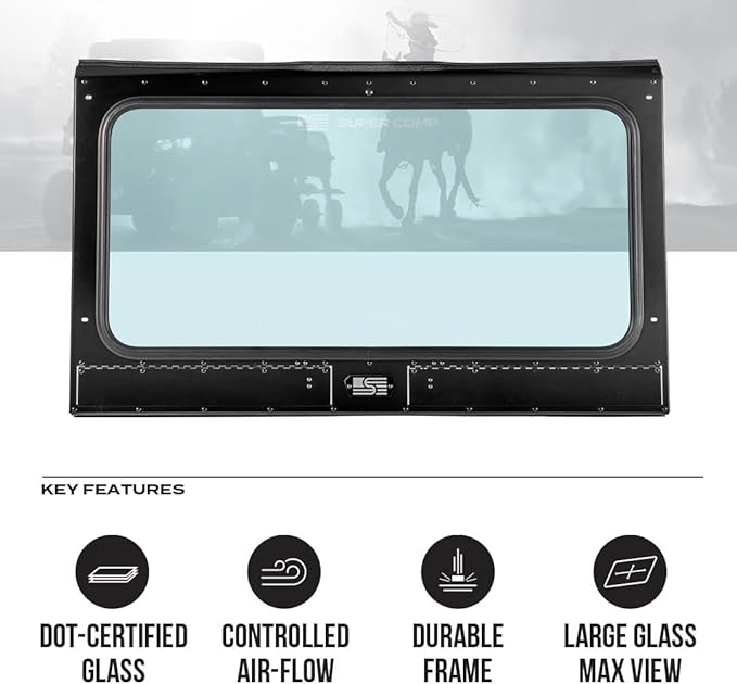 Front Windshield for Can-Am Defender (2020 - 2025) Shatter Resistant with Built-in UTV Windshield Vents, Easy Install Back Window, SXS Accessories for Rugged Terrain