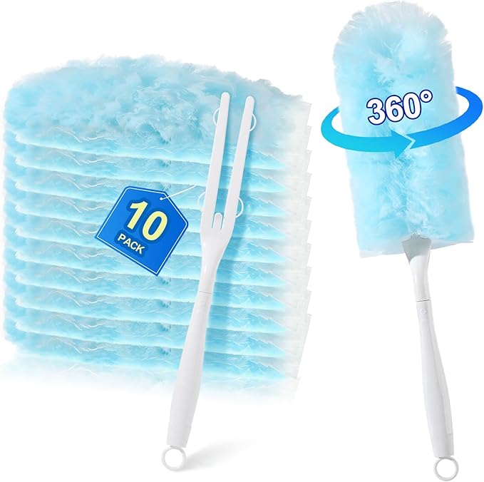 10 PCS Disposable Dusters Refills Compatible with Swiffer,Bulk Heavy Duty 360 Degree Duster Replacement Head for Blinds Ceiling Fans and Furniture Dusting