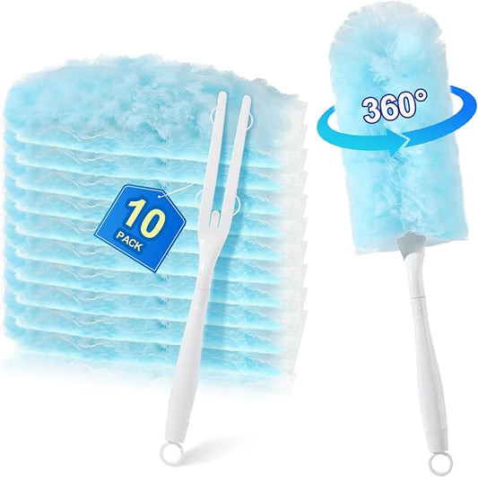 10 PCS Disposable Dusters Refills Compatible with Swiffer,Bulk Heavy Duty 360 Degree Duster Replacement Head for Blinds Ceiling Fans and Furniture Dusting