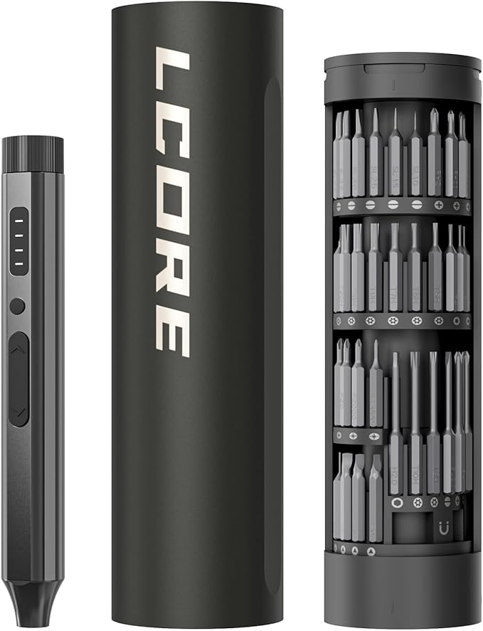LCORE 67 in 1 Electric Screwdriver Set, 4 Adjustable Torque (0.05 to 0.35 N.m with Manual 5N.m Mode), 62 S2 Steel Bits, Magnetic Storage Case, 4 LED Lights for Electronics Phone Laptop Camera Repair