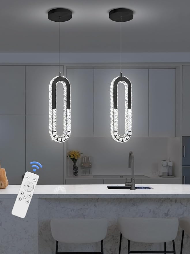 Modern Pendant Lighting 1-Light Chandelier Black Pendant Light Indoor Hanging Light Fixture for Kithchen Island Dinning Room Bedroom