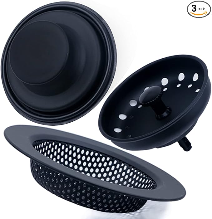 3 Pieces Kitchen Sink Stopper Strainer, 3 in 1 Kitchen Sink Basket Strainer, Universal Anti-Clogging Stainless Steel Sink Disposal Stopper, Perforated Basket Drain Filter Sieve