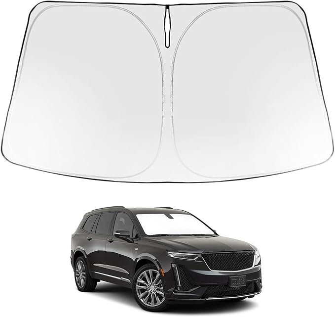 Proadsy Windshield Sun Shade for Cadillac XT6 2020-2023 2024 2025 Foldable Front Sunshade Protector Sun Visor Blocks UV Rays Keep Car Cooler