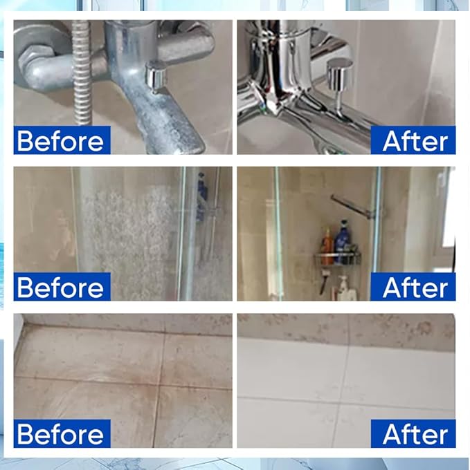 Bathroom Descaler Foam Cleaner: All-In-One Powerful Cleaner Spray - Strong Shower, Bathtub, Glass, Faucet, Tile, and Toilet Cleaner for Stubborn Stains & Limescale Removal (1)