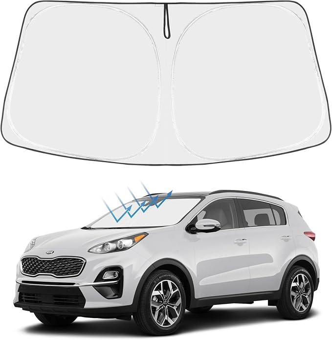 Proadsy 2025 Upgrade Windshield Sun Shade Custom Fit Kia Sportage 2017-2022 4-Layer Foldable Front Sunshade Protector Sun Visor Blocks UV Rays Keep Car Cooler