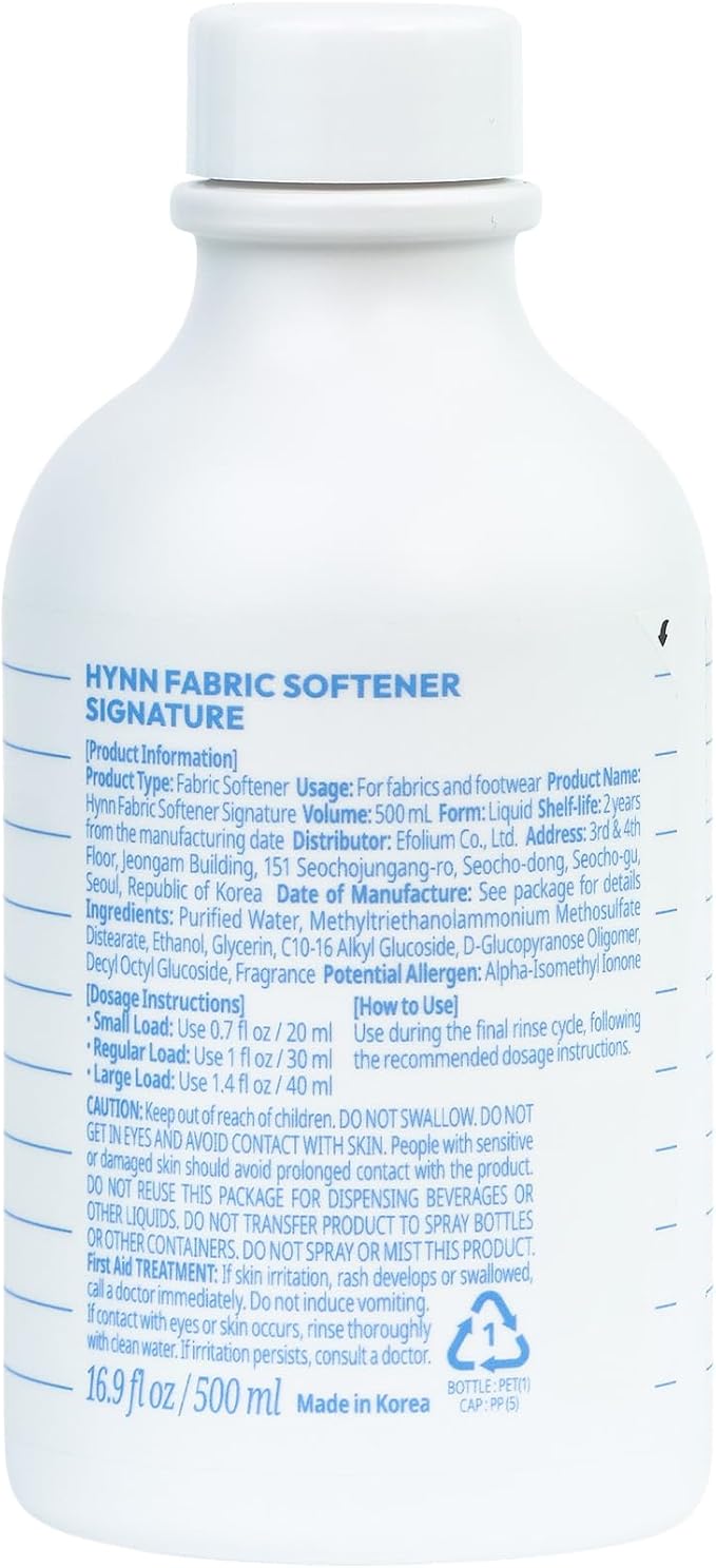 Concentrated Liquid Fabric Softener, Hypoallergenic & Gentle on Skin, Korean Scent Experience, Signature White Woody Musk Scent, Long-Lasting Fragrance, Static Reducer & Wrinkle Minimizer, 16.9 fl oz