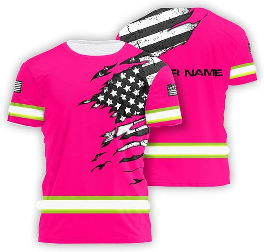 Color US Flag High Visibility Hoodie for Men Women Reflective Tapes Safety Workwear for Worker Runner Patriotic