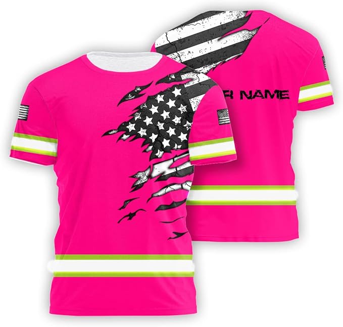 Color US Flag High Visibility Hoodie for Men Women Reflective Tapes Safety Workwear for Worker Runner Patriotic
