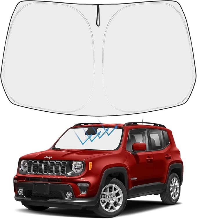 Proadsy Custom Fit Jeep Compass 2017-2024 2025 Windshield Sun Shade 4-Layer Foldable Front Sunshade Protector Sun Visor Blocks UV Rays Keep Car Cooler