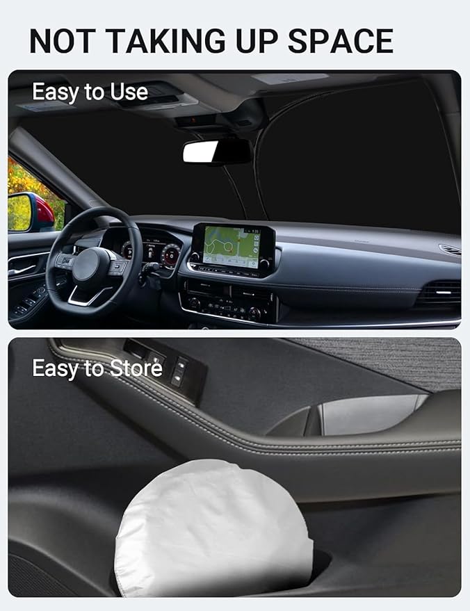 Proadsy 2025 Upgrade Windshield Sun Shade Custom Fit Nissan Rogue 3rd Gen.(Not for Rogue Sport) 2021-2025 4-Layer Foldable Front Sunshade Protector Sun Visor Blocks UV Rays Keep Car Cooler Accessories