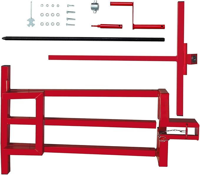 Lawn Mower Lift Jack, 880 lbs Capacity Lifting Jack for Garden Tractors, Riding Lawn Mower Maintenance Lift with Hand Crank and Power Extension Handle, Telescopic Maintenance Jack, Red