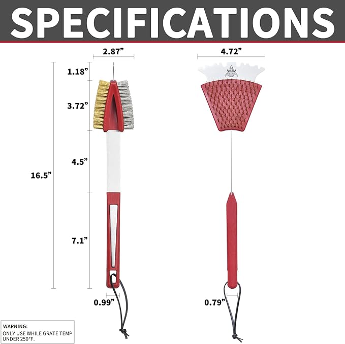 GRILLGEN Grill Brush and Scraper- Heavy Duty Grill Brush with Steel and Brass Bristles BBQ Cleaner for Outdoor Grills,BBQ Accessories for Porcelain, Cast Iron, Stainless Steel Grates