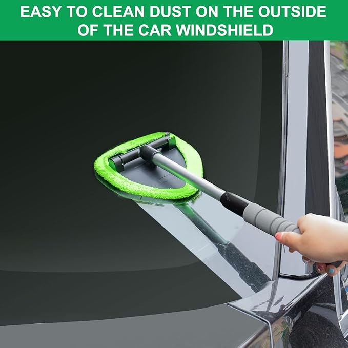 XINDELL 29-inch Windshield Cleaner Tool – Upgrade Large Head Car Interior&Exterior Window Cleaning Kit with Extendable Handle & 4 Microfiber Pads, Auto Wiper Brush for Car, Trucks, SUVs, RVs & Home