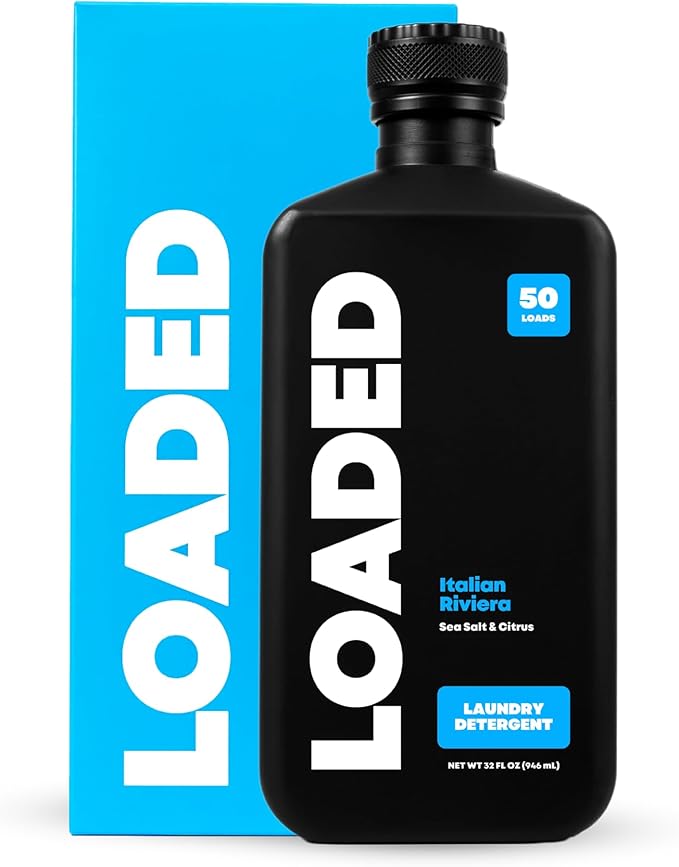 Loaded Laundry Detergent, Cologne Scented | 50 Loads | Sea Salt & Citrus | Non-Toxic & Skin-Friendly | Made in USA | 32 oz
