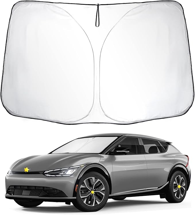 SKTU 2022 2023 2024 EV6 Front Windshield Sunshade for 2022 2023 2024 Kia EV6 Windshield Sun Shade Foldable for Blocks UV Rays and Blocks Heat and Sun Keeps Vehicle Cool